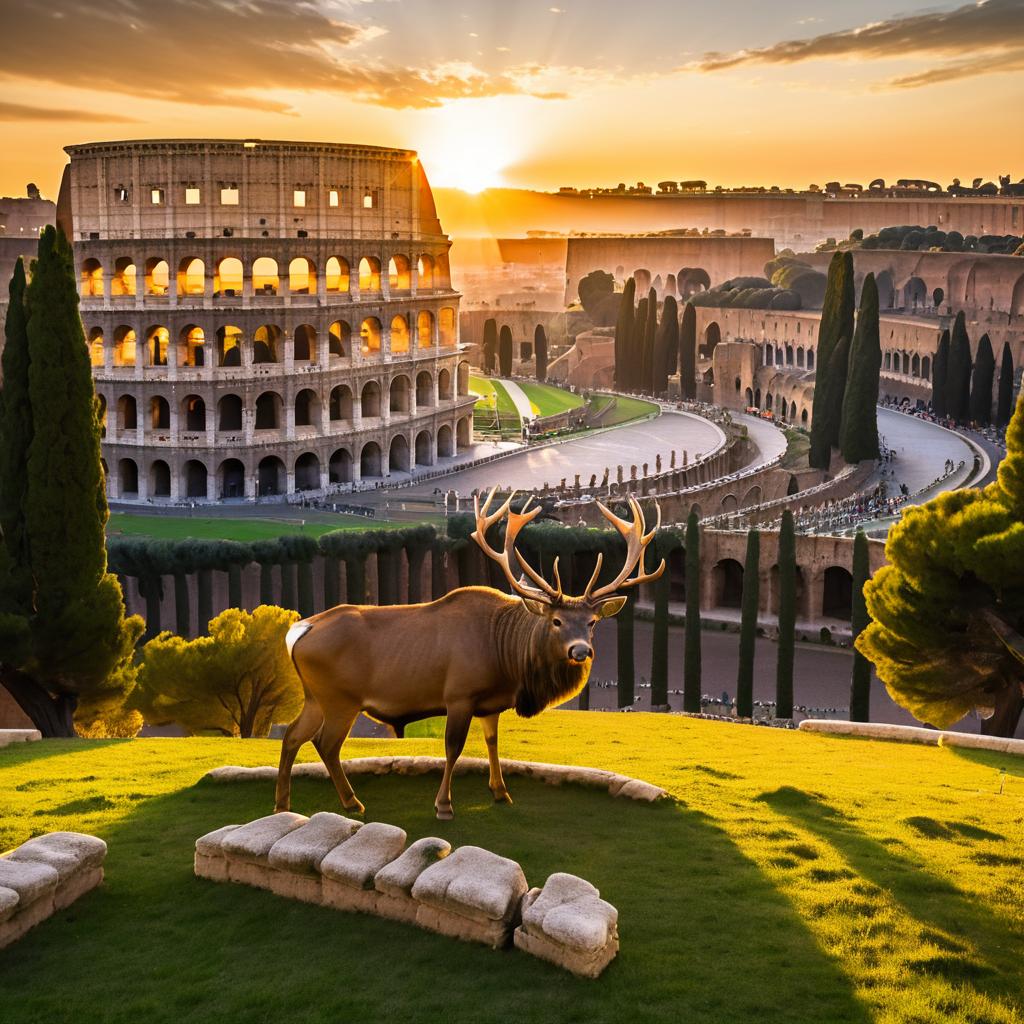 Majestic Stag at Sunset by Colosseum