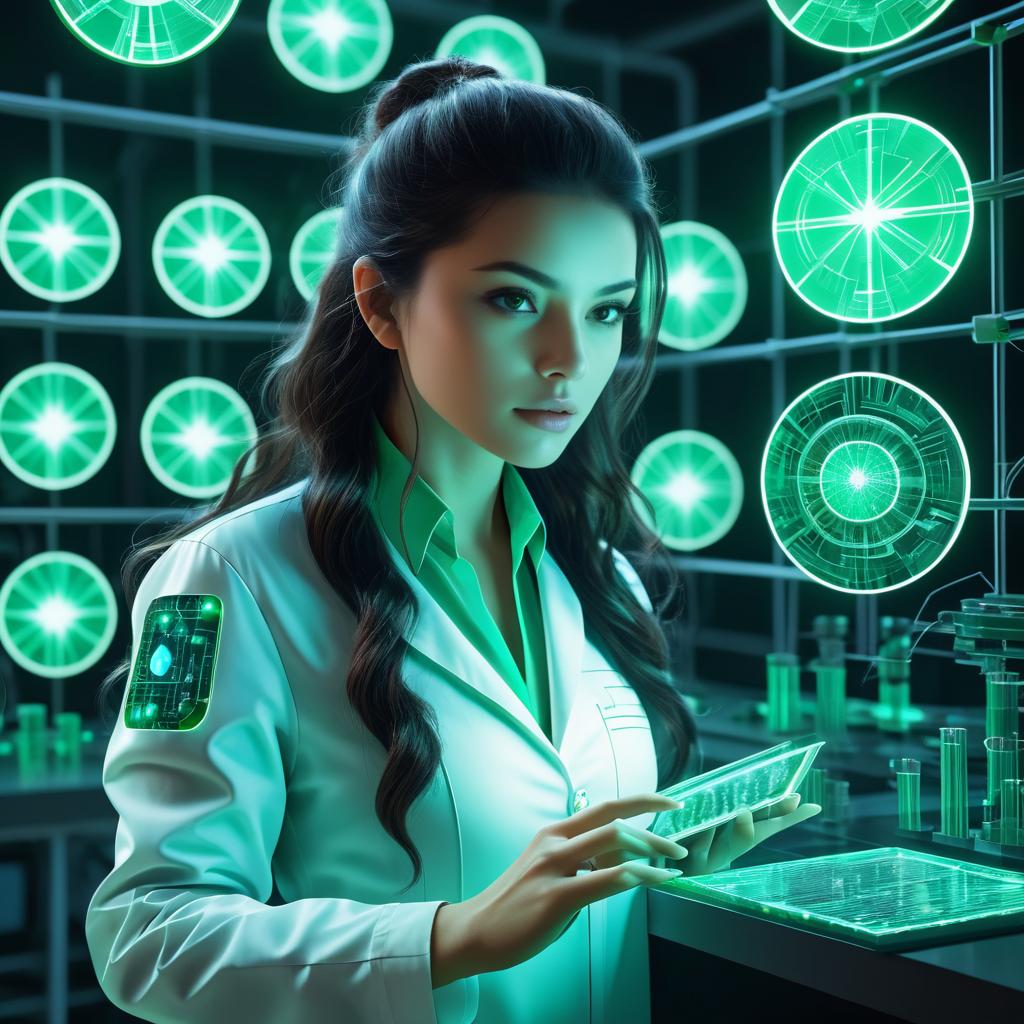 Futuristic Genetic Engineer in High-Tech Lab