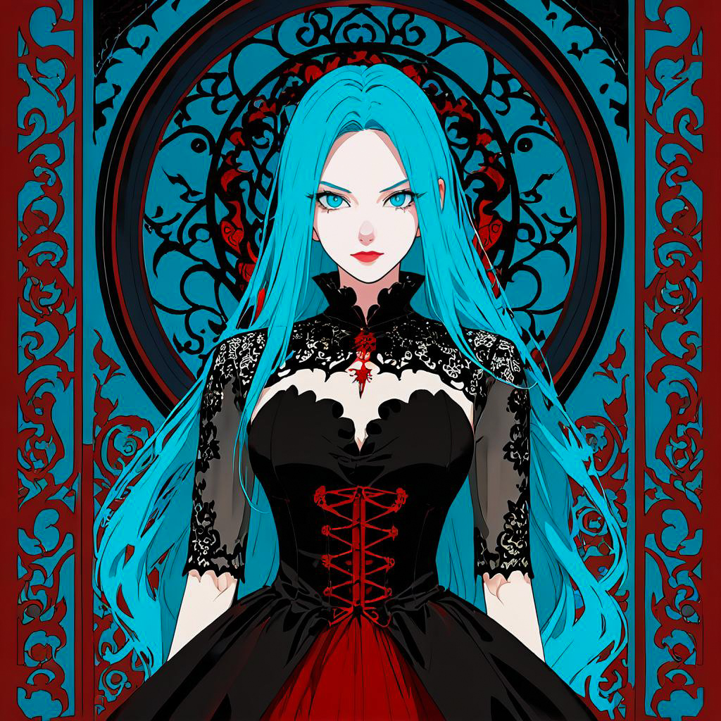 Elegant Vampire with Turquoise Hair