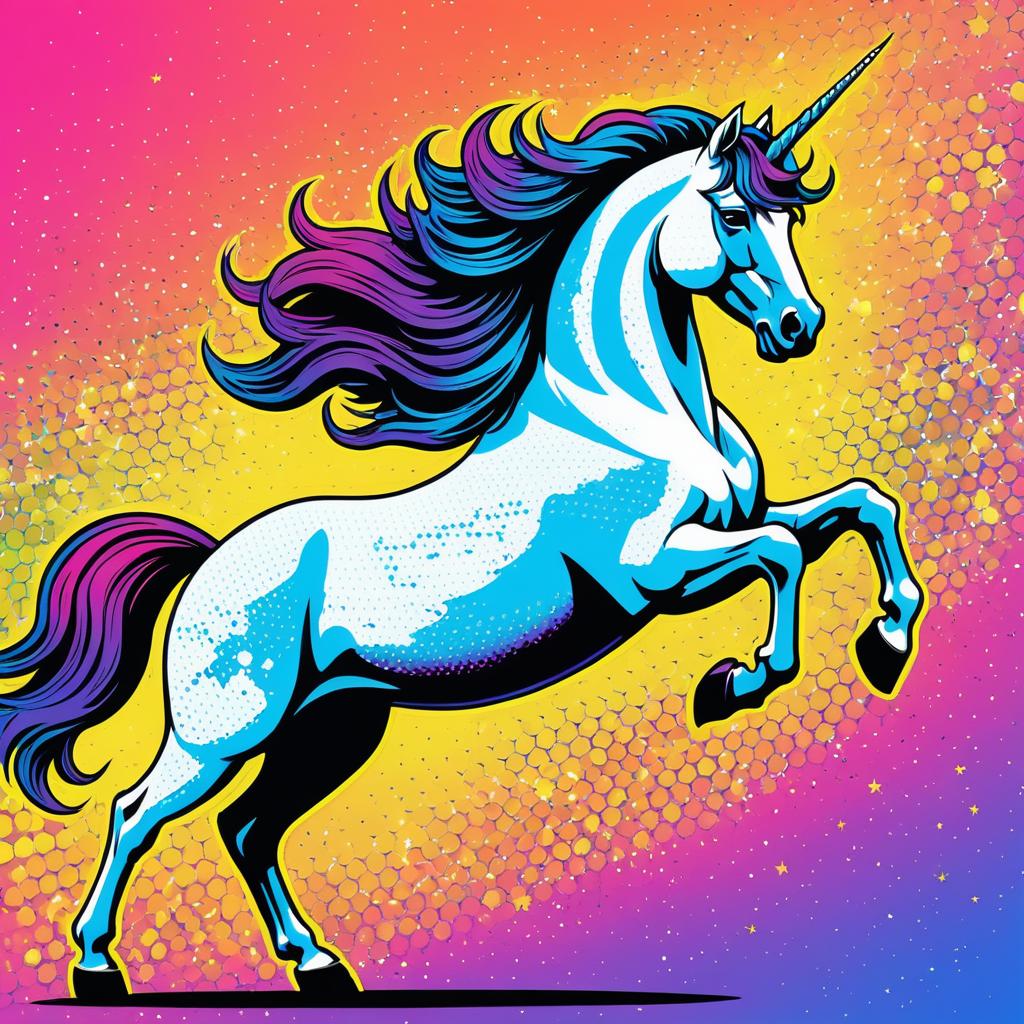 Vibrant Comic Style Unicorn Illustration