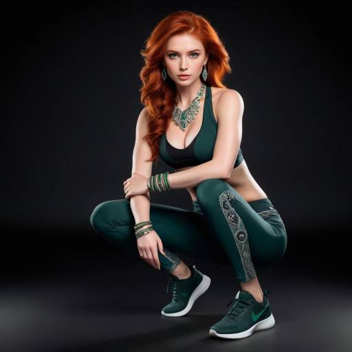 Confident Red-Haired Model in Yoga Pants Confident Red-Haired Model in Yoga Pants