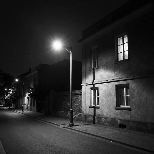 Monochrome Nighttime Urban Scenery