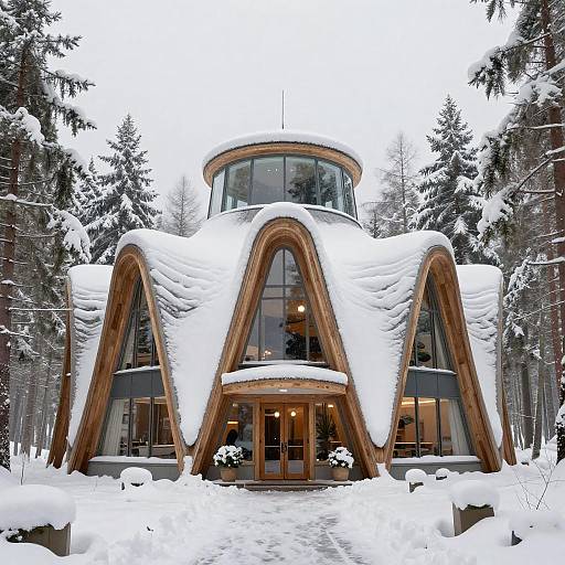Parametric Timber Box in Snowy Forest