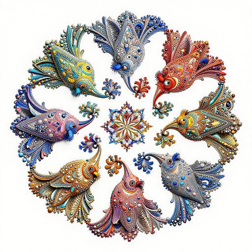 Whimsical Robotic Pointillist Aerial Fractal Panorama