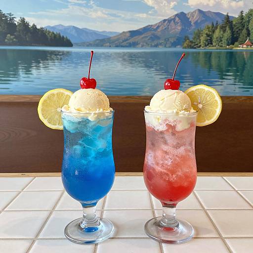 Refreshing Slushy Drinks with Scenic Background