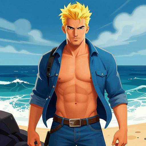 Blonde Man by Dramatic Ocean