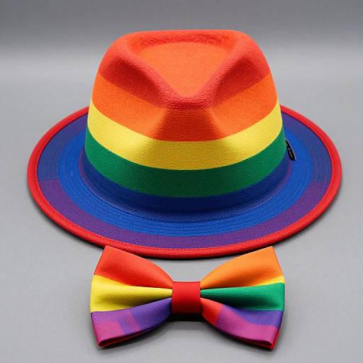 Colorful Rainbow Fedora and Bowtie Set