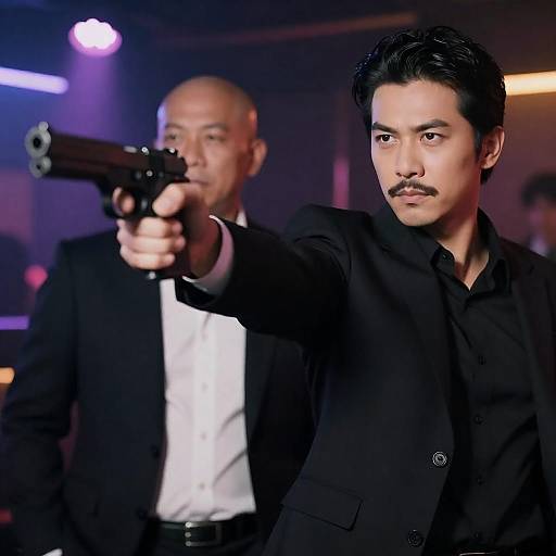 Neon Nightclub: Two Suit-Clad Gunmen