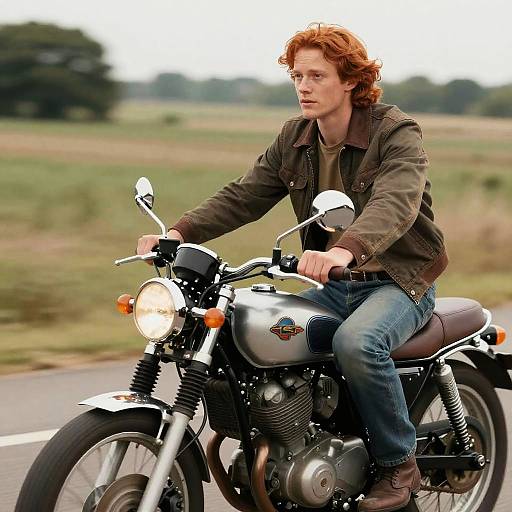 Retro-Futuristic Red-Haired Biker