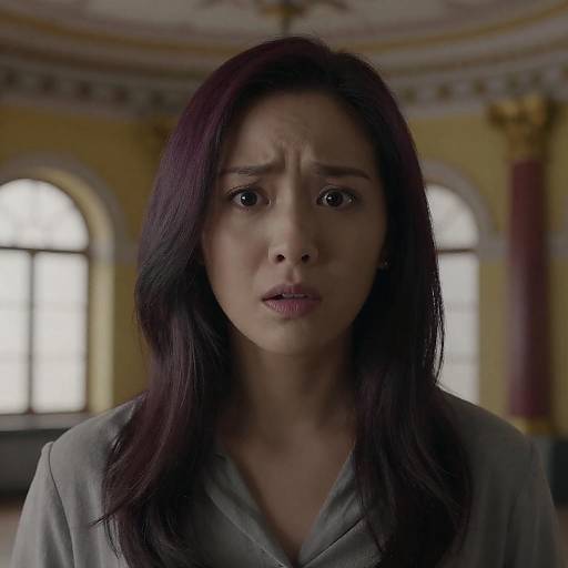 Intense Woman in Ornate Indoor Setting