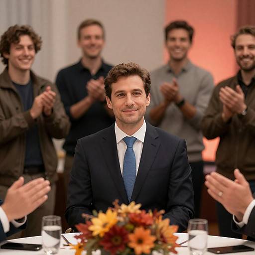 Man in Dark Suit with Blue Tie