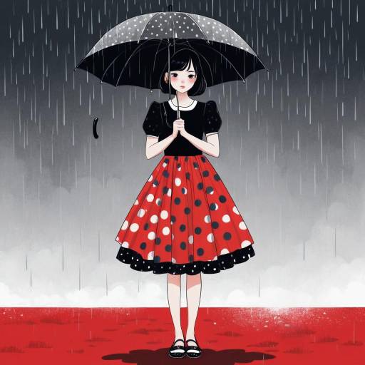 Girl with Red Polka Dot Umbrella