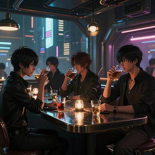 Cyberpunk Anime Bar Scene