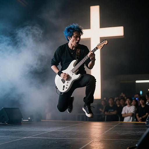 Dynamic Guitarist Performing on Stage