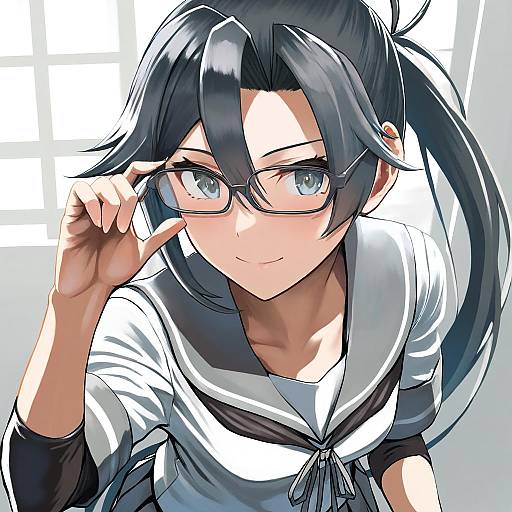 Illustration of Amagiri (kancolle), kantai collection in the style of Abazu-red