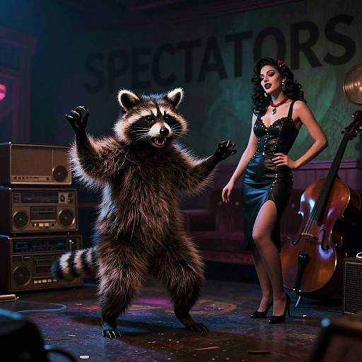 Sinister Haunted Raccoon Jazz Scene