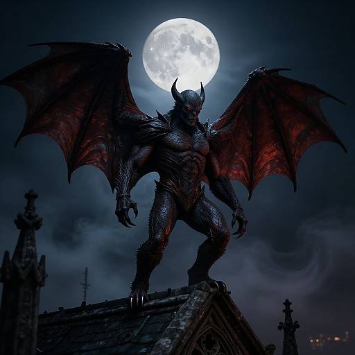 Gothic Bat-Human Hybrid at Night