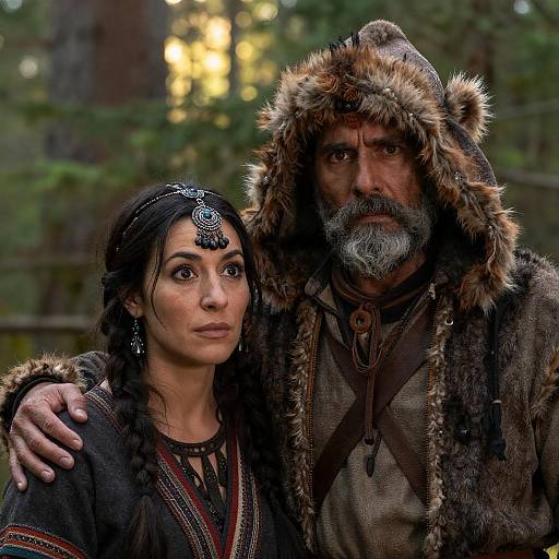 Couple in a Sunlit Forest Embrace