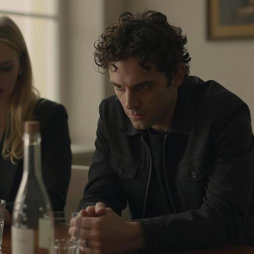 Two People in Dimly Lit Room