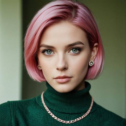 Stylish Portrait of a Pink-Haired Girl