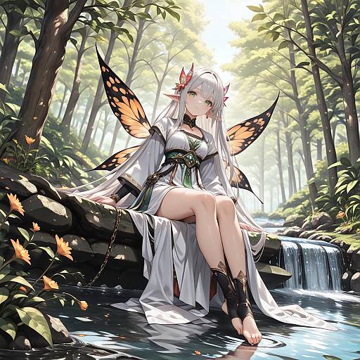 Sunlit Forest River Elf Portrait