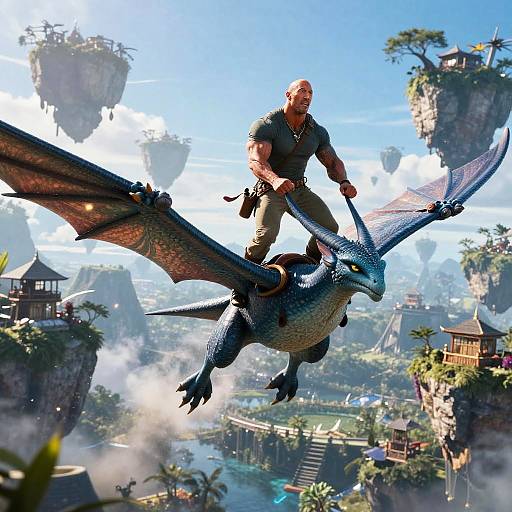Dwayne Johnson Riding Banshee in Avatar