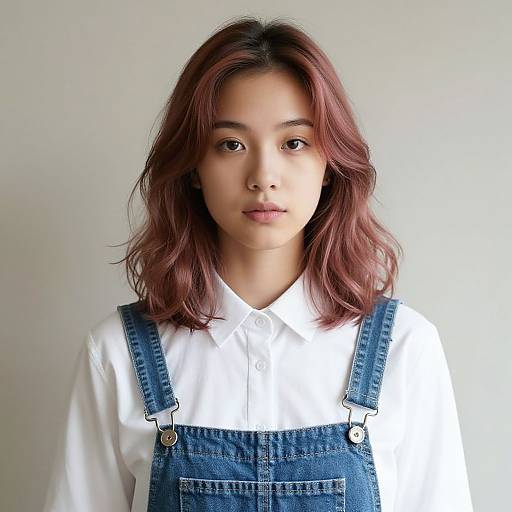 Natural Beauty in Casual Denim Overalls