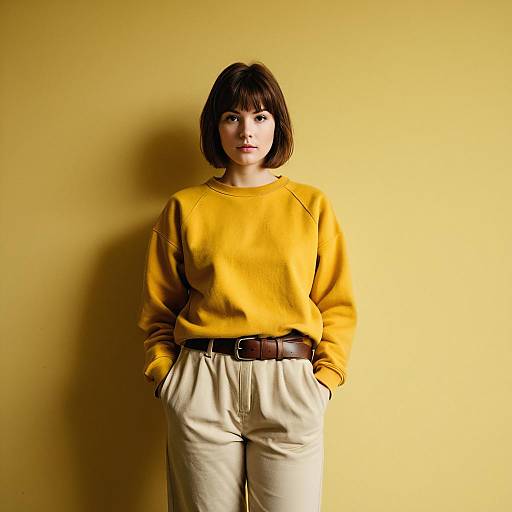 Young Woman in Yellow Sweatshirt