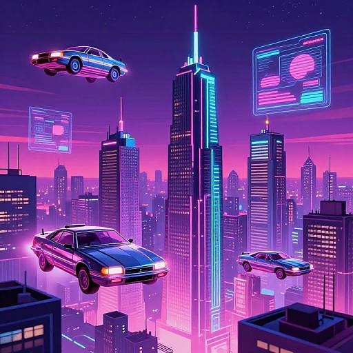 Retro Futuristic Neon Cityscape