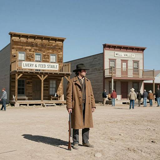 Mysterious Cowboy in Dusty Town