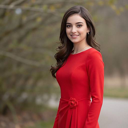 Red Long Sleeve Prom Dress Portrait
