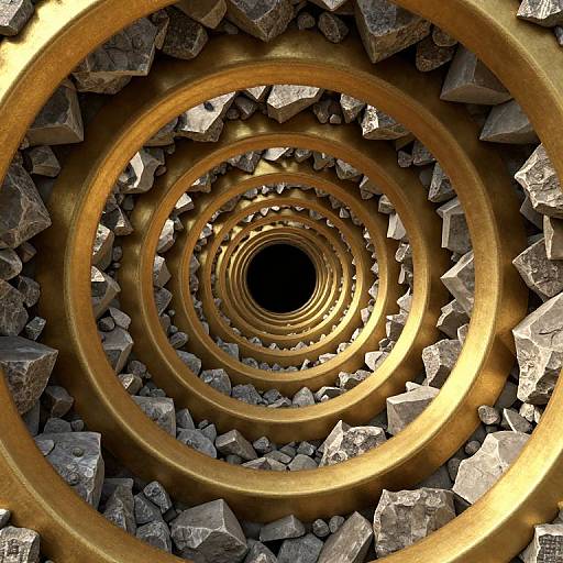 Surreal Golden Rings Sculpture