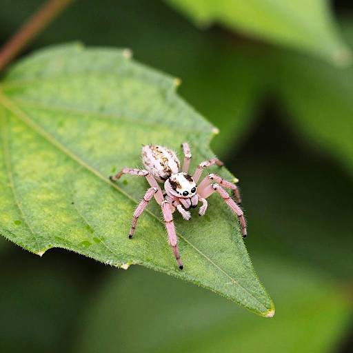 Tiny Pink Spider on Leaf