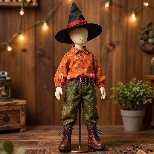 Whimsical Mannequin in Vintage Witch Attire