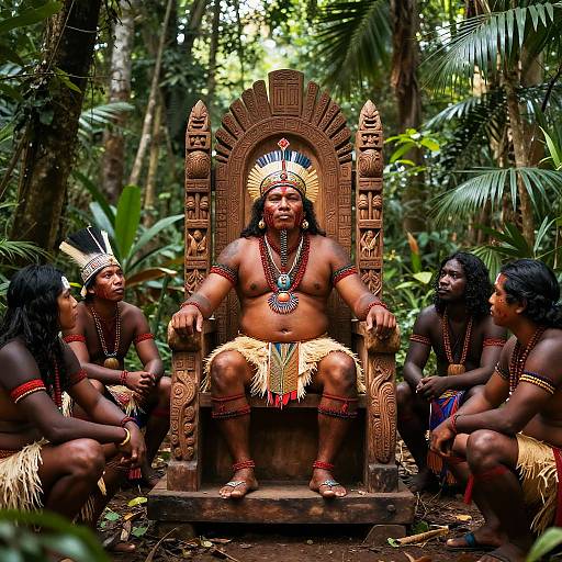 Cacique and Council in Jungle Throne