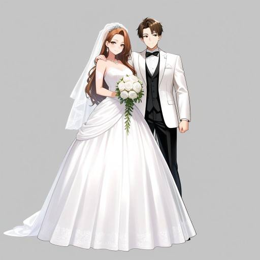 Elegant Wedding Couple in Traditional Attire Elegant Wedding Couple in Traditional Attire