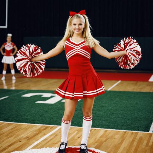 Cute Blonde Cheerleader in Red Costume