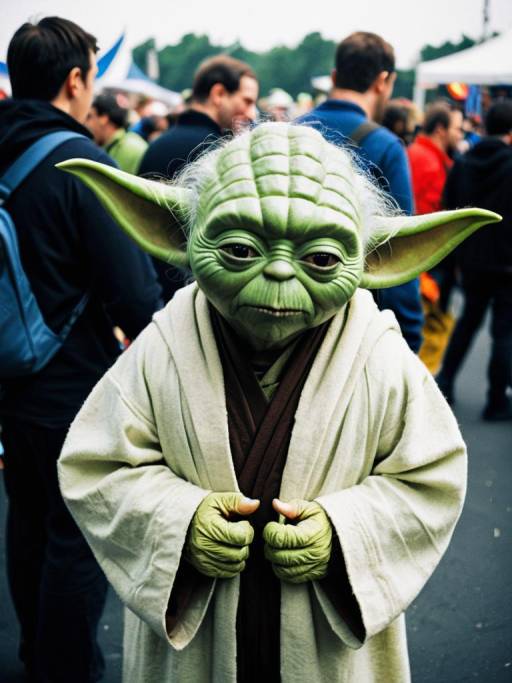 Man in Yoda Costume at Festival