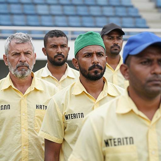 Intense Portrait of Inmates at Stadium