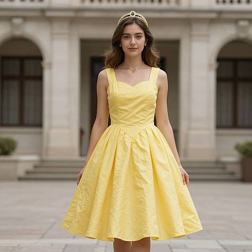 Woman in Yellow Princess Dress