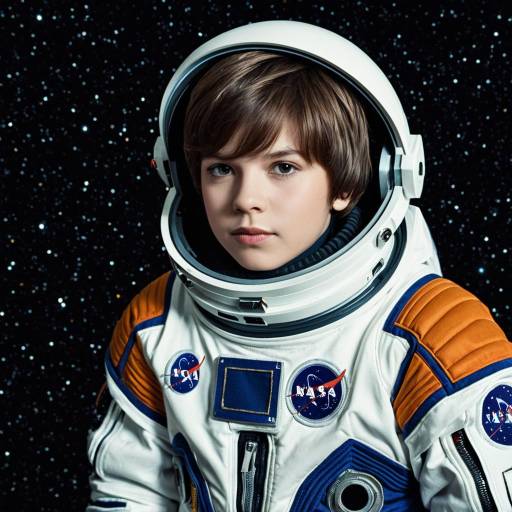 Boy in NASA Spacesuit in Outer Space