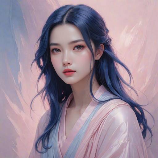 Portrait of a Young Woman with Blue Hair
