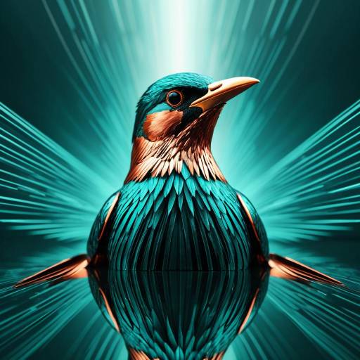 3D Teal and Copper Bird with Glowing Reflections 3D Teal and Copper Bird with Glowing Reflections