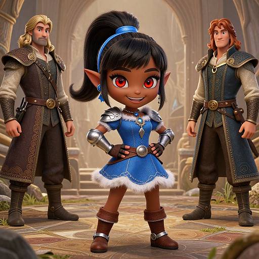 Dark-Skinned Elven Adventurer Girl