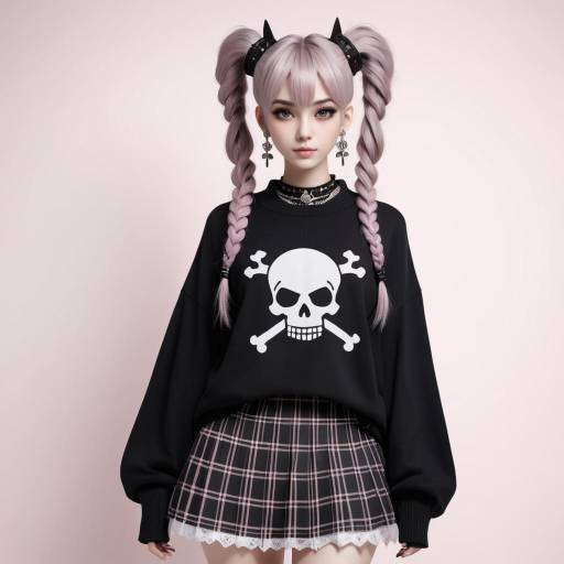 Gothic Punk Anime Girl Illustration