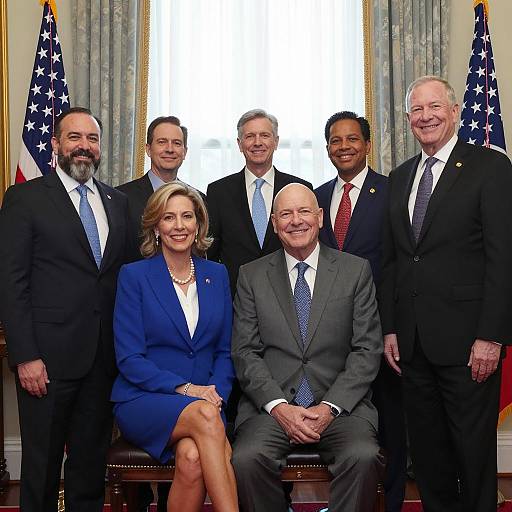 Formal Group Photo with Flags and Attire