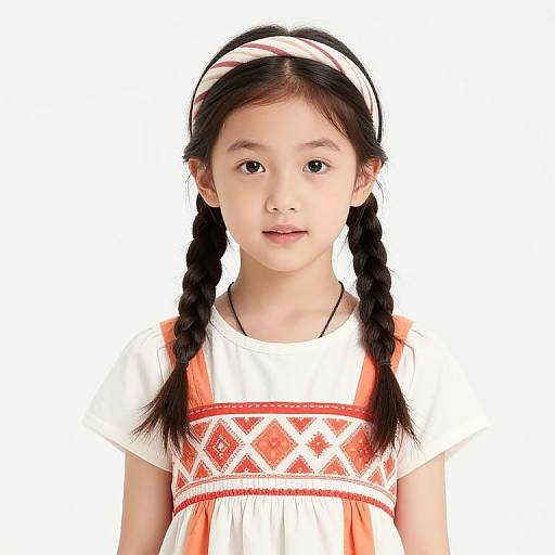 Young Girl with Braids and Dress