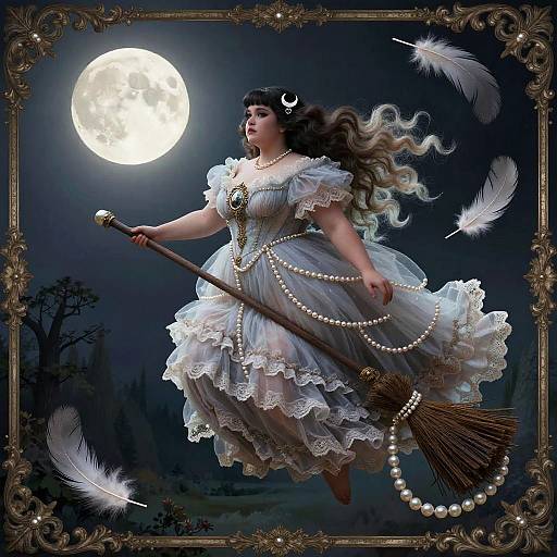 Moonlit Gothic Witch in Tea Gown