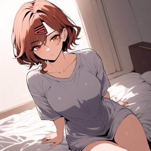 Charming Girl with Brown Hair and Blush