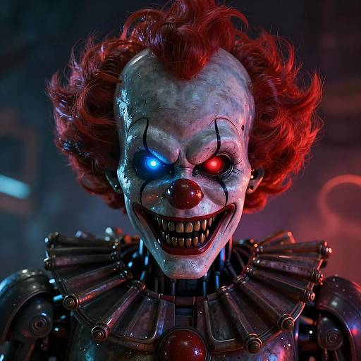 Menacing Robotic Clown Digital Art